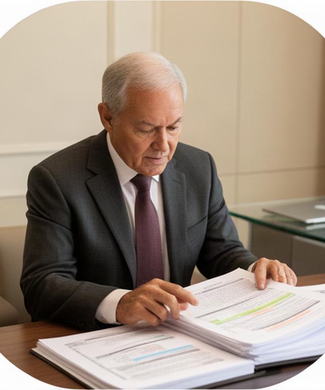 Senior Singapore commercial lawyer reviewing a marked contract in a quiet office