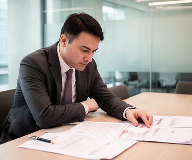 Chokkan Jingxuan, Singapore contract counsel, reviewing marked-up agreement in a modern boardroom